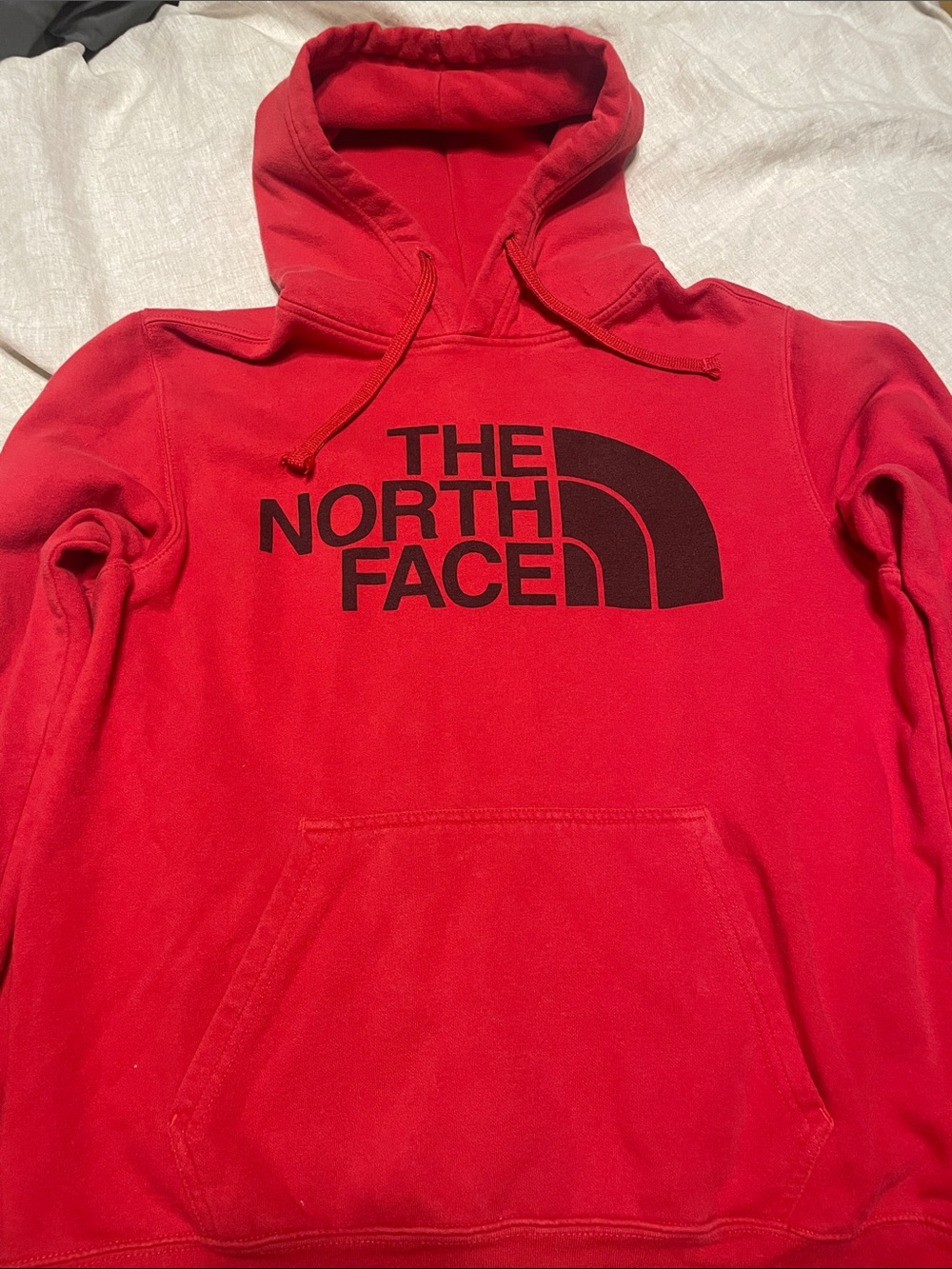 The North Face Red Pullover Hoodie with Black Logo